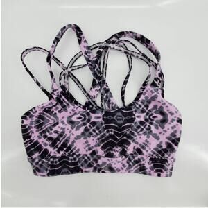 Victoria Sport Festival Boho Purple Black TieDye Strappy Sport Bra Activewear XS